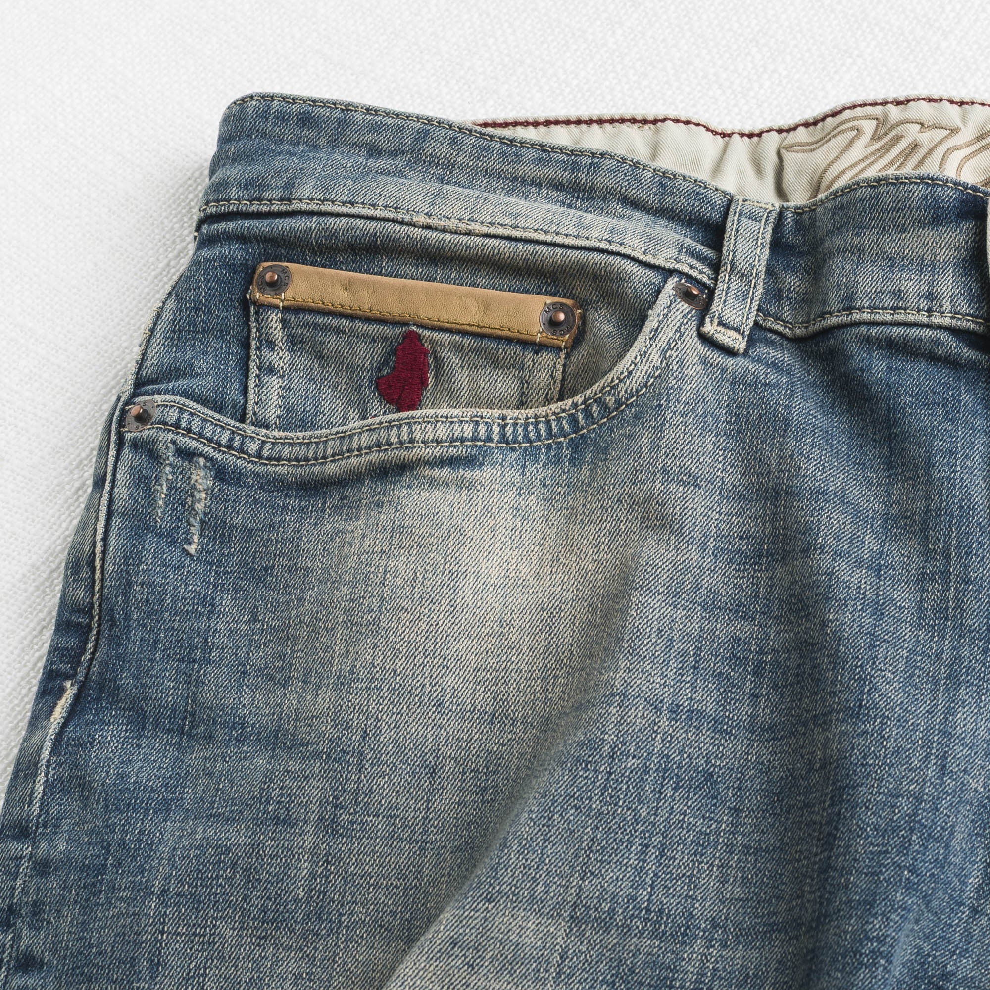 Jeans Regular Fit Blu con Dettagli in Pelle - Image 3