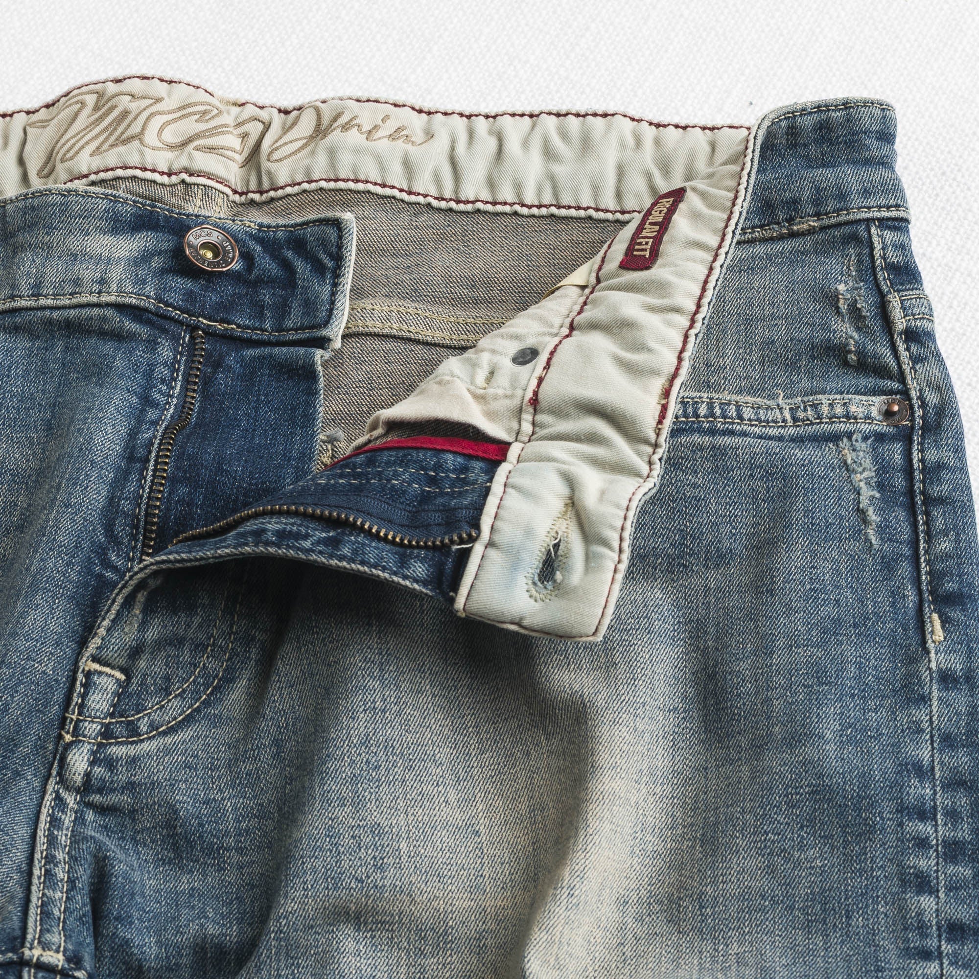 Jeans Regular Fit Blu con Dettagli in Pelle - Image 4