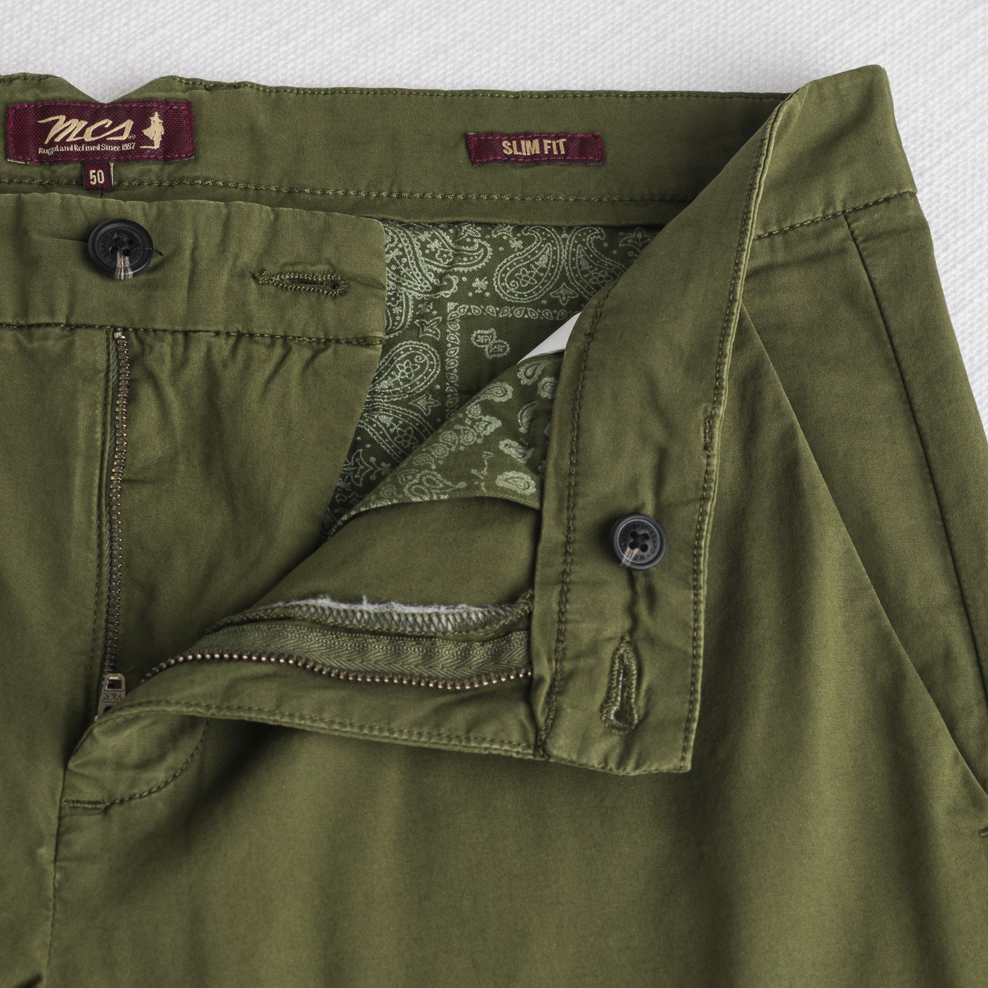 Pantalone chino in popeline stretch - Dark Olive - Image 4