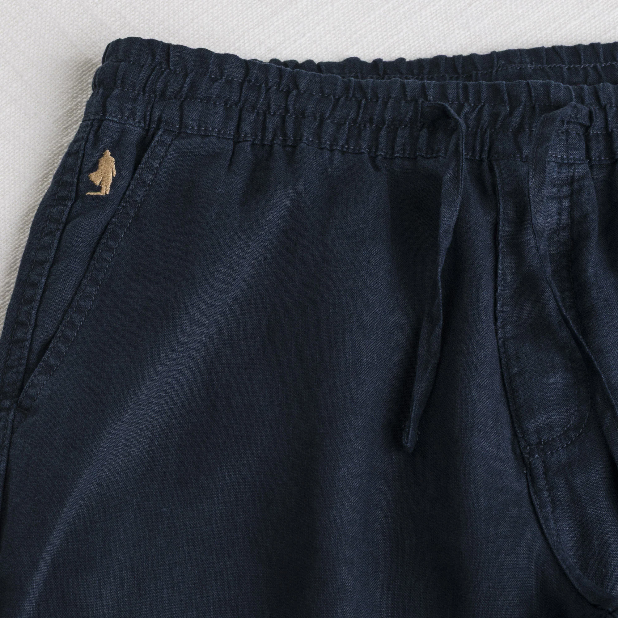 Pantaloni joggers estivi in lino - Navy Blue - Image 3