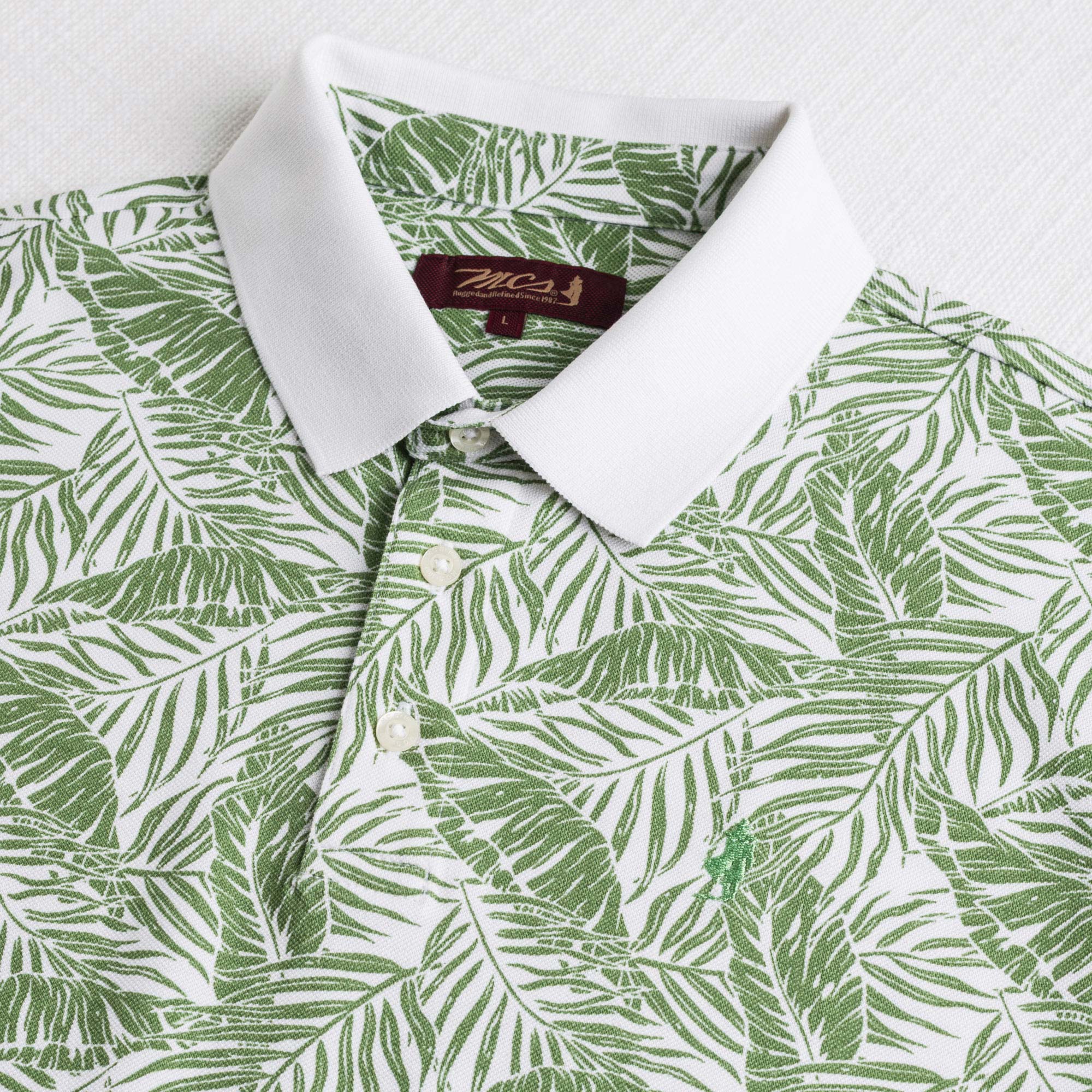 Polo 100% cotone piquet stampata - Green Floral - Image 3