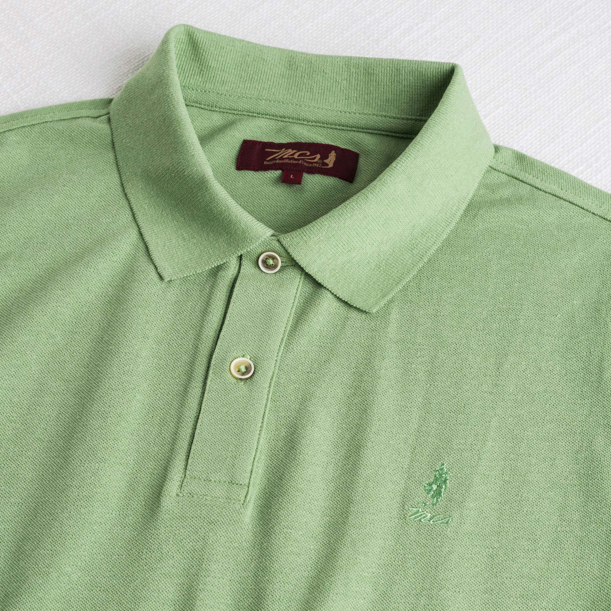 Polo misto cotone e lino - Light Green - Image 3