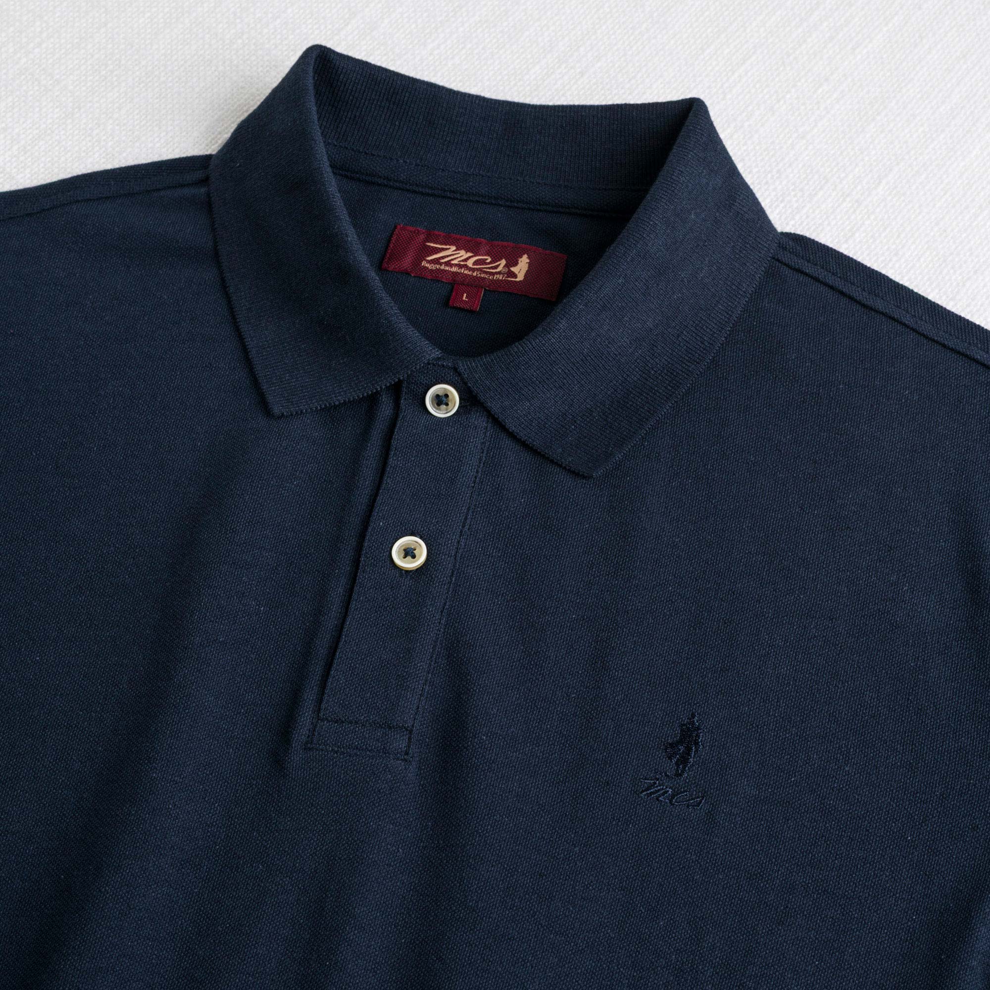 Polo misto cotone e lino - Navy Blue - Image 3