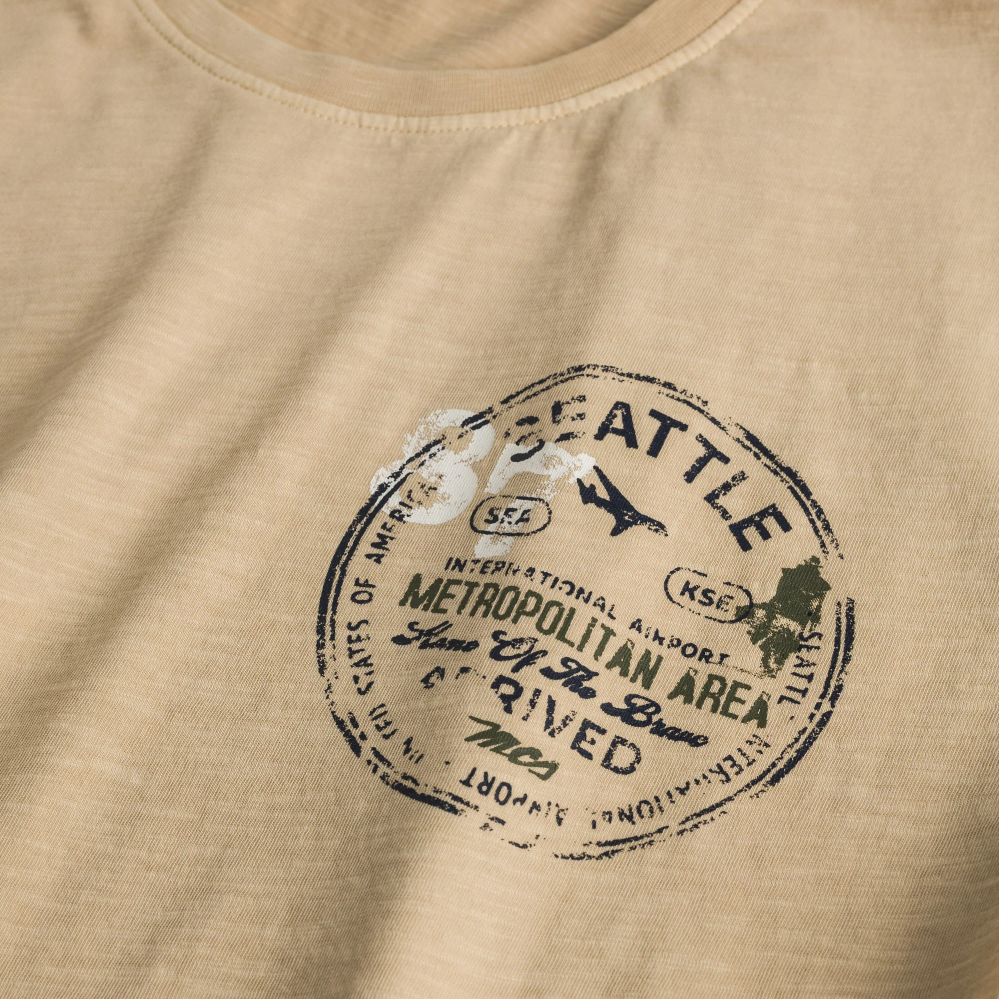 T-shirt 100% cotone fiammato con stampa - Khaky - Image 3